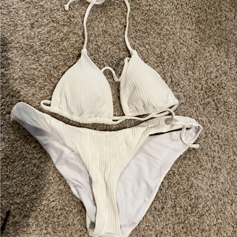 White Ribbed Bikini Set - Picture 2 of 2